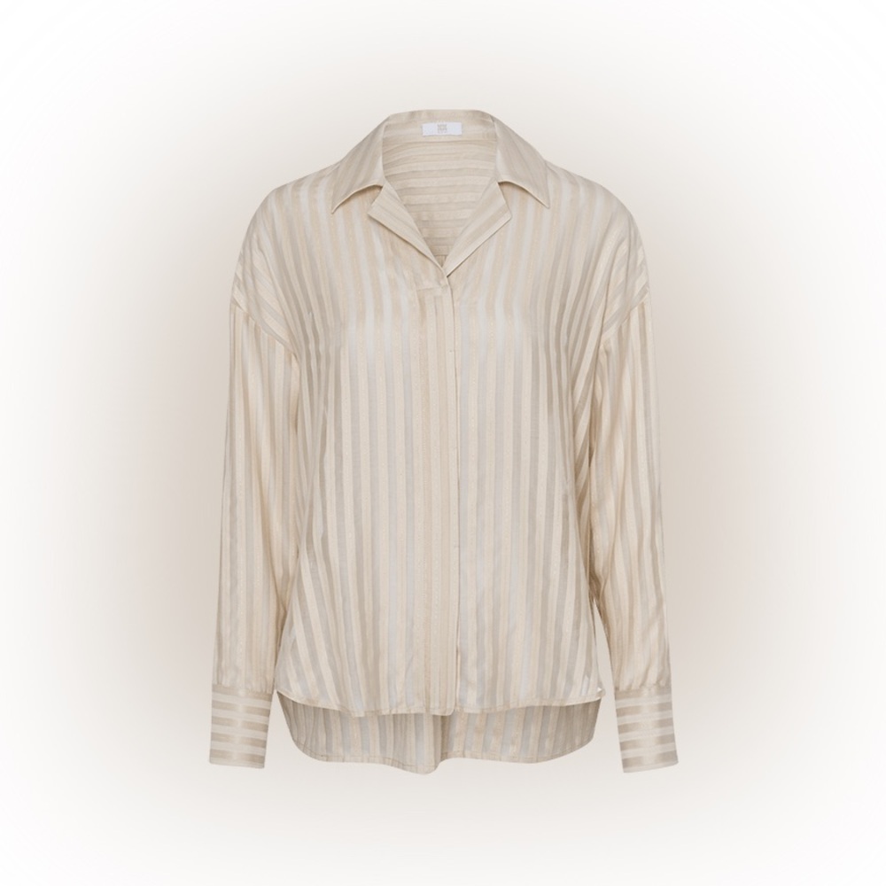 RIANI Striped Gold Voile Blouse Size 38 Women’s New With Tags Luxurious